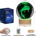 3D Axolotl Crystal Ball Night Light with 16 Color LED Wooden Base with Remote Control3.15 Inch Axolotl Glass BallCool Desk Decor Gifts for Kids Girls Boys Friends Fans (Axolotl)