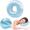 Piercing Pillow for Side Sleepers with an Ear Hole, Donut Pillow for Ear Pain CNH | Pain Relief Sleeping | Pressure Sore | Side Sleepers | Satin Washable and Adjustable Ear Protector (Haze Blue)