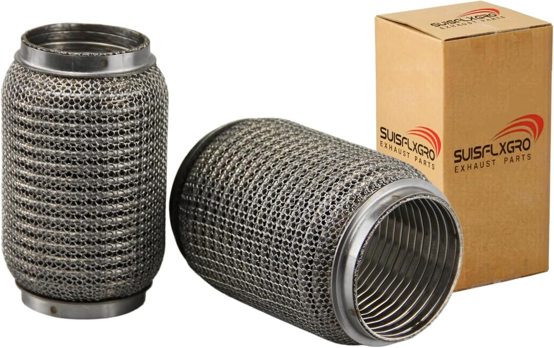Exhaust Flex Pipe (Wire Mesh + Interlock Lining Type) 100% Stainless SS304 OEM-Grade For Heavy Duty and Cars (1 PC, 2.5X6)
