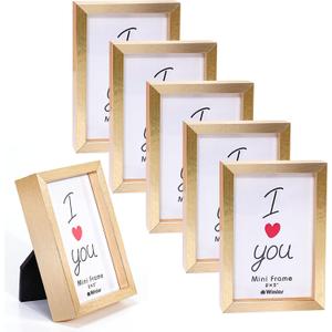 Small Picture Frames, Mini Size Baby Photo Frame, 2x3'', Set of 6, For Tabletop Home Decor, Polaroid Picture Frame with Soft Magnet, Cute X-Mas Refrigerator Magnets, Gold