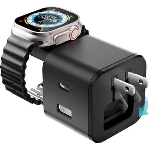 3 in 1 iWatch Charger, Multiport PD Fast Charger Block Brick Cube, USB C Wall Power Adapter for iPhone 12/13/14/15/16/Pro Max, XS/XR/X, Ipad Pro, Samsung Galaxy & More