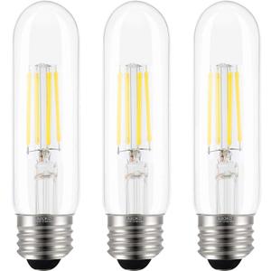 ASOKO Edison Bulb, T10 Daylight 4000K LED Tubular 4W Dimmable Tube Vintage Bulbs 40 Watt Equivalent,E26 Base(3-Pack)
