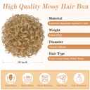PEACOCO Messy Bun Short Curly Ponytail Extension Elastic Drawstring Loose Hair Bun Hair Pieces for Women with Thinning Hair High Temperature Synthetic Fiber Hair Bun Extension 80g, Light Golden Blonde