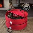 ZOBER Christmas Wreath Storage Container 36 Inch - Wreath Bag Fits 2 Wreaths Box - 600D Oxford Fabric - Interior Compartment for Storing Garlands, Wreaths Storage Bag W Strong Durable Handles - Red