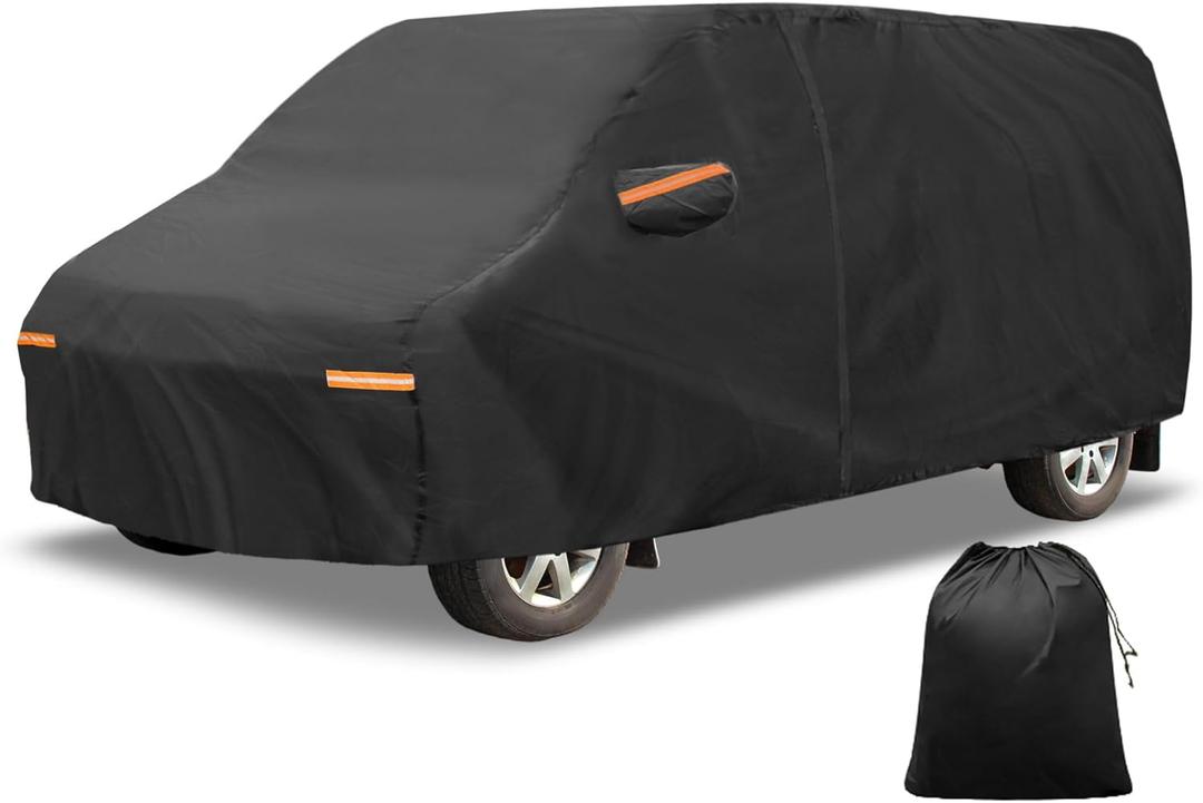 X AUTOHAUX Car Cover Outdoor Waterproof Sun Rain Snow Hail Protection with Left Side Door Zipper 210D-PU for Ford Transit Connect