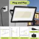 800W Warm White Flood Lights, Outdoor LED Security Floodlights with Plug, 3000K 80000LM Suer Bright, Commercial Arena Lighting for Court Backyard Stadium Fields 2 Pack