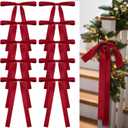 24 Pcs Velvet Bows Christmas Tree Ornaments Vintage Double Faced Velvet Ribbon Bows for Tree Garland Wreath Indoor Outdoor Xmas(9 x 13 Inch, Width of 1",Burgundy)