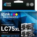 E-Z Ink Compatible Ink Cartridge Replacement for Brother LC75XL High Yield Compatible with MFC-J6510DW MFC-J6710DW MFC-J6910DW MFC-J280W MFC-J425W (Black, 4 Pack)