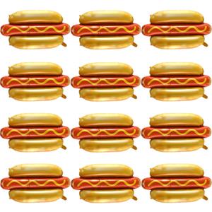 12PCS Hot Dog Balloon Food Themed Balloons, Hot Dog Decorations Balloons for Birthday, Baby Shower, Carnival, Fast Food Snacks BBQ Party Decorations