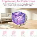 2 x Glitter Ice Cube Squishy Fidget Toys, Squishy Cube Stress Balls for Adults & Kids, Slow Rising Stress Relief Toys, Squeeze Ball Filled with Thick Substance and Glitter (Purple)