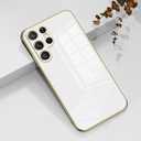 Compatible with Samsung Galaxy S25 Ultra Case Cute for Women Girls Men, Luxury Plating for Samsung Galaxy S25 Ultra Phone Case Slim Shockproof Silicone Bumper Phone Cover (White)