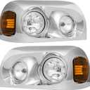 Avsty Headlights Assembly for Freightliner Century 2004 2005 2006 2007 2008 2009 2010 2011 2012 2013 2014 2015 Headlamp(Chrome)