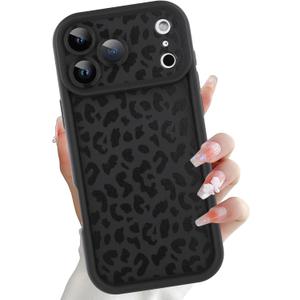 OOK Slim Leopard Case for iPhone 17 Pro 6.3inch, Black | Cute Aesthetic Cheetah Print,Camera Lens Protection,Silicone Slim Shockproof Protective Cover for Women Girls