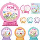 WATINC Mother's Day Craft Kit - 12Pcs DIY Best Mom Ever Flower EVA Shaking Hanging Ornament Crystal Ball with Glitter Sequins Sugar Papers, Thank You Craft for Home School Classroom Party Activities