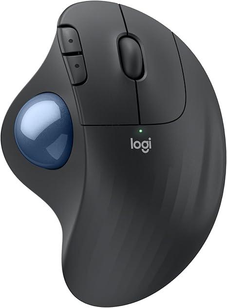Logitech Ergo M575S Wireless Trackball Mouse, Wireless Ergonomic Mouse with Bluetooth and Encrypted Dongle, Comfortable Thumb Control, Precise and Smooth Tracking, for PC/Mac - 
Graphite Blue Ball