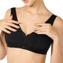 Front Closure Bra for Women Wierless Bra Seamless Sleep Bras Full Coverage Comfortable Bras for Senior Women (X-Large, Black)