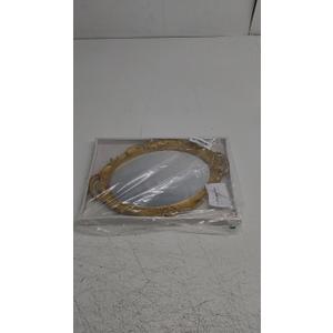 Schones Geschaft Decorative Mirror Tray, Makeup Jewelry Perfume OrganizerVintage Oval Display and Serving Tray for Bedroom Living-Room Dresser Decor (14.6x 9.8) (Golden - Oval)
