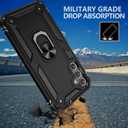 for Galaxy A24 4G Case, Case for Galaxy A25 with [3X Tempered Glass Screen Protector], Built-in Ring Kickstand Shockproof Defender Armor Dual Layer Hybrid TPU Plastic Case for Galaxy A24/A25 - Black