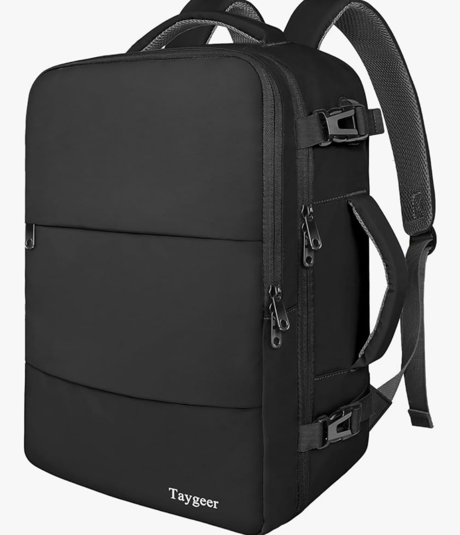Taygeer Travel Laptop Backpack for Men Women, Airplane Approved Travel Backpack Suitcase with Usb Charging Port, Lightweight College 35l Luggage Bag 15.6inch Laptop Mochila Gifts for Business,Black