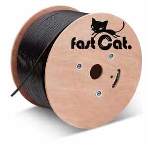 fast Cat. Cat6 Direct Burial Outdoor Ethernet Cable 1000ft Waterproof Cat6 Cable with OSP Jacket, 23AWG Solid Bare Copper, PoE++ (4PPoE), ETL & UL Listed, CMX, UTP 550MHz Bulk Ethernet Cable (Black)