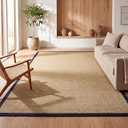 JONATHAN Y Border Jute Indoor Area Rug Natural/Navy 4X6 ft, Camden Farmhouse Cottage for Living Room, Bedroom, Kitchen, Office, Easy-Cleaning, High Traffic, Pet-Friendly, Non-Shedding KTN100C-4