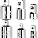 6 Piece Socket Adapter and Reducer Set, 1/4", 3/8", 1/2" Chrome Vanadium Steel Ratchet/Socket Extension/Conversion Kit for Automotive Maintenance (Silver)