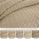 palassio Dark Beige 100% Cotton Quilt California Cal King Size Bedding Sets with 2 Pillow Shams, Oversized Lightweight Bedspread Shabby Chic Coverlet, Soft Bed Cover for All Season, 3 Pieces