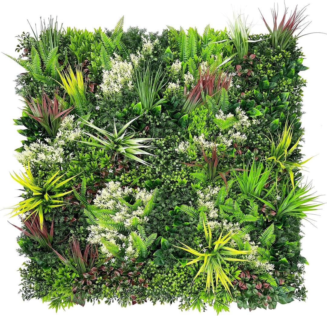 ODTORY Artificial Plant Wall Panels: 20"x20" 8P UV-Anti Faux Grass Wall Backdrop Boxwood Ivy Fence Privacy Screen Fake Greenery Leaf Hedge for Outdoor, Indoor, Garden, Backyard and Home Decor