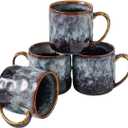 Ceramic Coffee Mugs - 12 Ounces Ceramic Mugs - Tea Cups with Handle - Funny Cappuccino Cups - Dishwasher Safe, Set of 4 (Speckled Black Purple)
