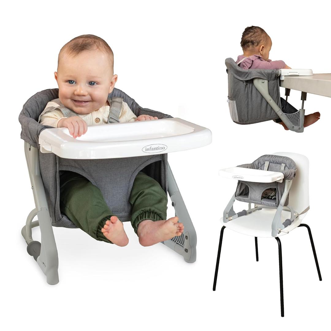 Infantino the Ultimate Travel Booster, Versatile and Travel-Friendly Booster, High Chair and Seat for On-the-Go Families, Gray