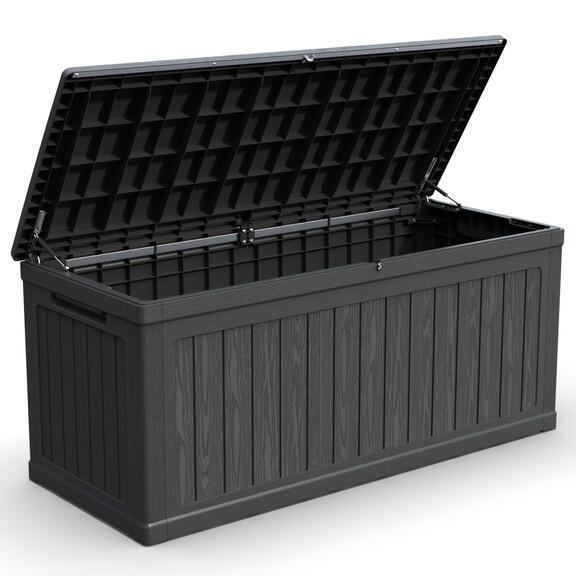 260 Gallon Metal Outdoor Deck Box Waterproof, Black K1163P306623