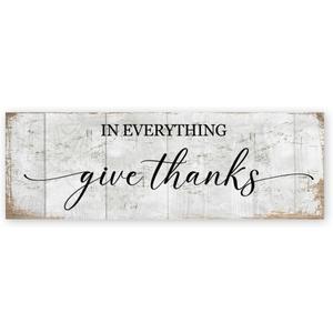 in Everything Give Thanks Wood Signs Rustic, Give Thanks Wood Sign, Farmhouse Sign, Fall Decor, Thanksgiving Day Home Decorations Indoor Outdoor 5x15 (Style-6)