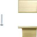 Mcredy 4 Pcs Cabinet Knobs Gold Rectangle Cabinet Pulls with Screws Zinc Alloy Modern Drawer Handles with Screws for Dresser Wardrobes Doors, 16mm/0.63" Hole Distance