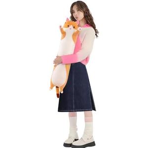 Lovely Plush Cat Doll Cute Cartoon Soft Stuffed Kitten Pillow Long Throw Sleeping Toy Gift for Kids Girlfriend Multiple Size (Brown,70cm/27.5in)