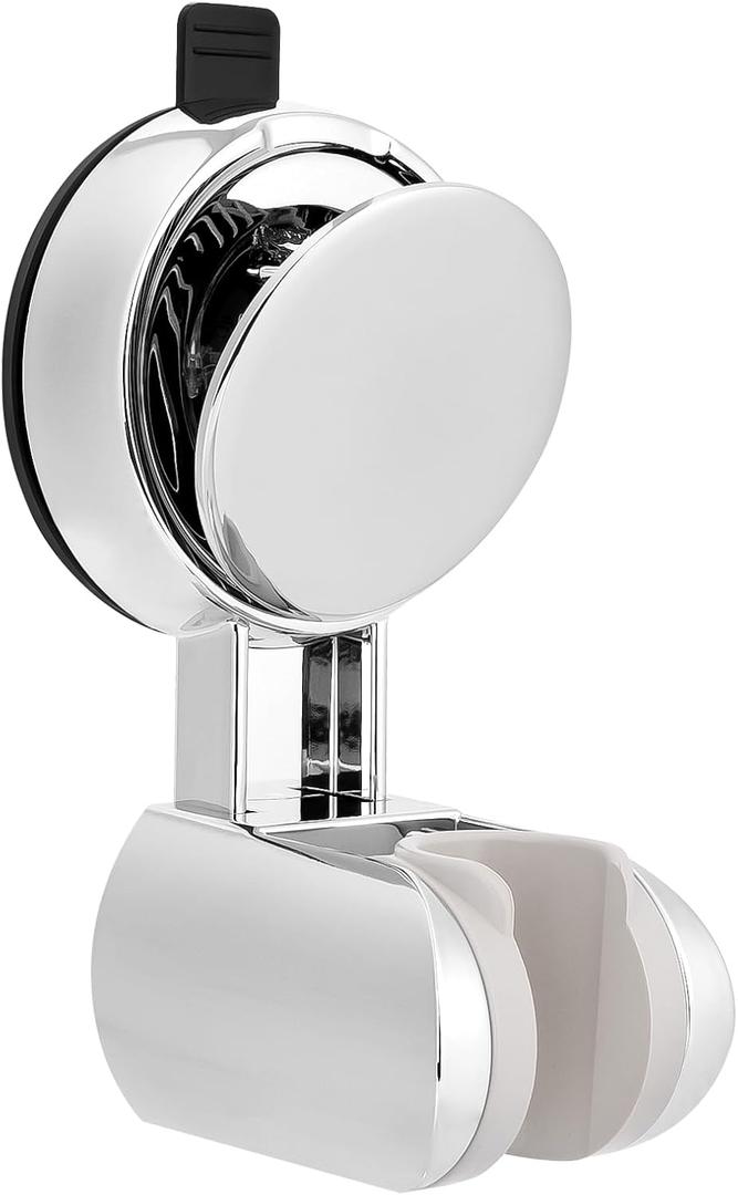 Adjustable Shower Head Holder, Relocatable Handheld Showerhead Holder for Wall, Suction Cup Shower Head Bracket for RV Bathroom Shower (Silver)