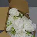 Geosar 8 Bundles Artificial Peonies Flowers Fake Silk Peony Bouquet Faux Peonies Flowers Bulk for Decoration Vase Floral Arrangements Wedding Party Table (White, Green)