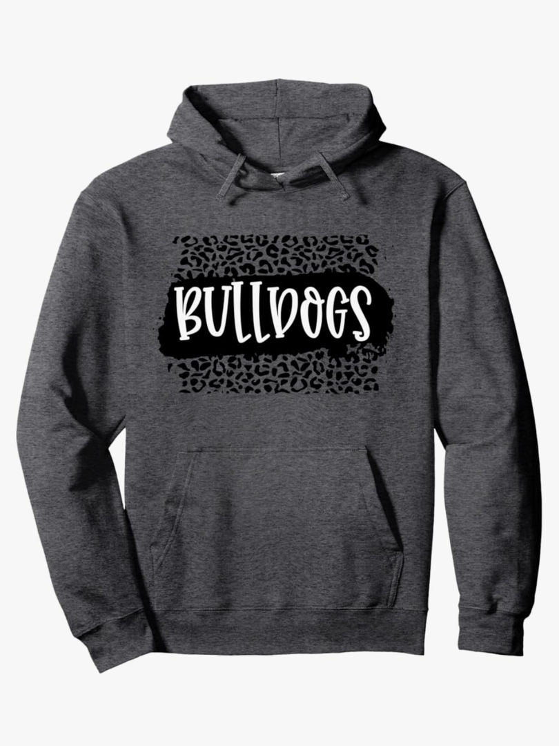 Bulldogs Mascot Distressed School Sports Fan Team Spirit Pullover Hoodie Small