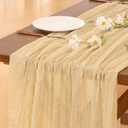 Cheesecloth Table Runner Summer Boho Wedding Birthday Party Home Decor | Sand Champagne 2pcs Rustic Gauze 10FT Cheese Cloth Sheer Farmhouse Runner for Baby Shower Bridal Holiday Decorations