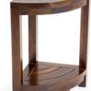 ALA Teak Corner Teak Wood Bath Spa Shower Stool Corner Table Bench Stool Fully Assembled Brown, Medium