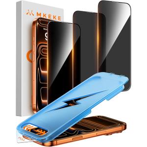Mkeke for iPhone 17 Pro Max Privacy Screen Protector 3 Pack 25 Anti Spy 9H+ Tempered Glass Military-Grade Drop Protection Easy Installation Shockproof Full Edge Coverage 6.9 inch 2025