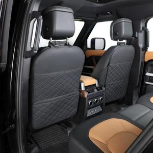 Seat Back Protector + Large Capacity Pocket Storage Organizer, Preventing the Impact of Children Stepping on the Seat Backrest (Black)