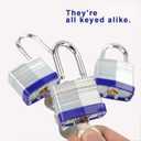 SEPOX Trinity Keyed-Alike Padlocks Outdoor, Reinforced Laminated Steel Body Heavy-Duty 1-9/16" 40MM, Uncuttable Standard Shackle, 3-Pcs-Lock, 6-Pcs Same Keys, for Gym Locker, Toolbox, Shed, Storage