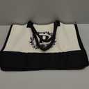 BeeGreen Embroidery Monogram Initial Tote Bag for Women Teacher Mom Friend Personalized Gift for Birthday Beach Wedding Work (Natural With Black)