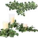 Ling's moment Artificial Patina Rose Leaf Greenery Garland - 6 Pack, Candle Vines, Splicable 2.3ft Stems for Table Centerpieces, Lantern Rings, Backdrop Floral Arrangements & Wedding Arches