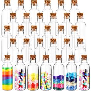 Bokon 30 Pcs 2 oz Sand Art Bottles with Cork Stoppers Clear Potion Bottles with Cork Souvenir Jars Bulk for Souvenir Wish Bottles Home Decoration Room DIY Wedding Party Favors