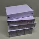 Desk Storage Organizer with 9 Drawers, 4 Tiers Stackable Desktop Craft Storage Drawers, Clear Storage Box Caddy for Stationary Makeup Jewelry Office Craft Supplies (Purple)