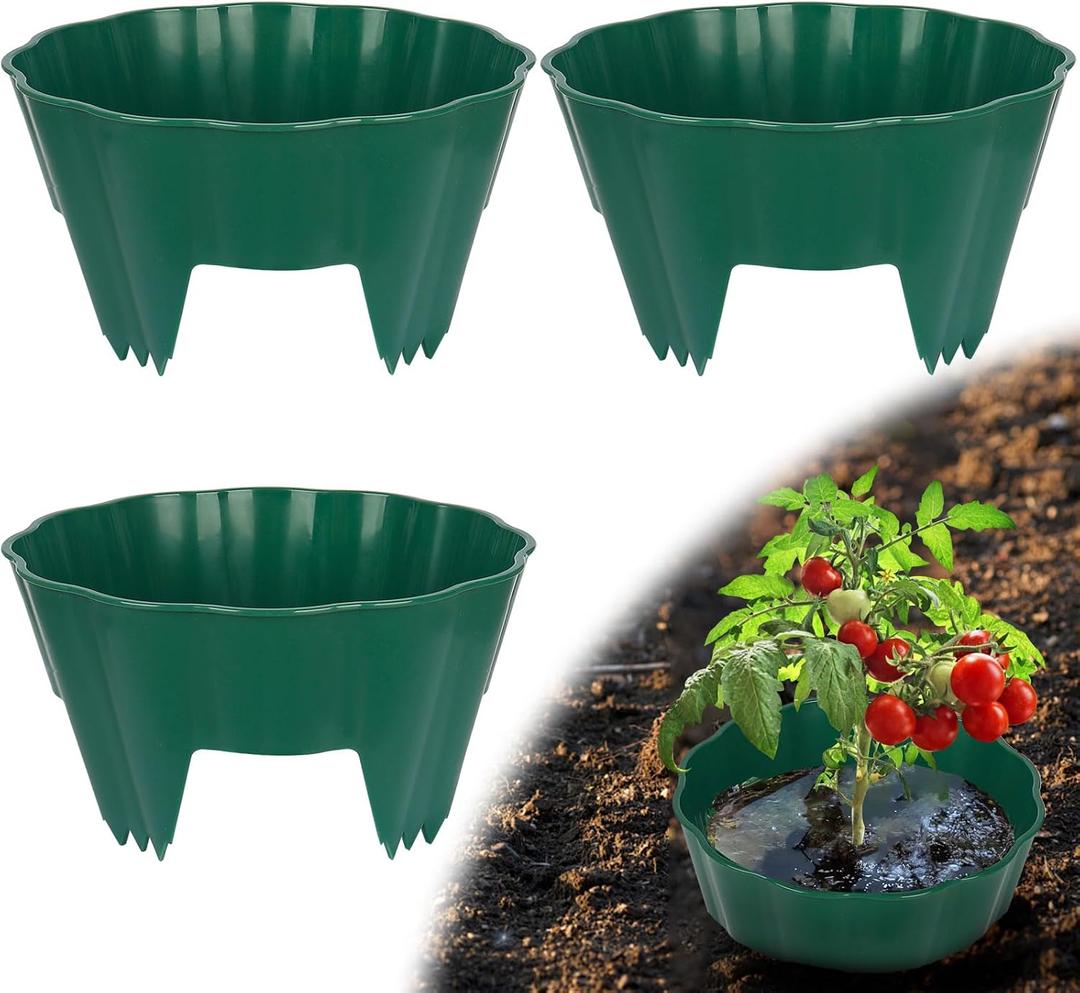 3 Pack of 12 Inch Planting Grow Rings, Planting Protective Round Garden Edging, Keeping Plants Separated, Weed Control and Directing Water to the Roots (12 Inch - 3 Pack - Green)
