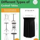KeyWave Cocktail Table Tablecloth with Skirts - 32x43 Inch Wavy Spandex High Top Cocktail Table Covers, Ruffle Drape Highboy Tablecloth Reusable for Party Wedding Cake Standing Table, Black, 6 Pack