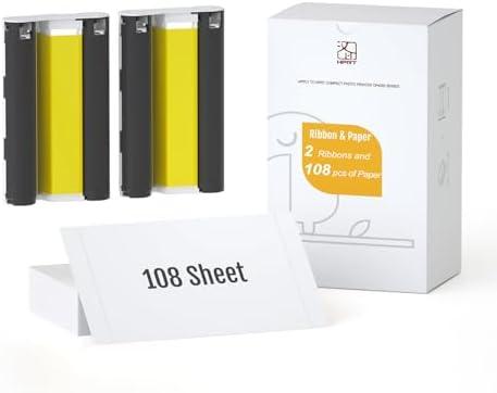 HPRT 4"X 6" Photo Paper 108 Sheets and Two Ribbons，Designed for CP4100/CP4000L Photo Printer
