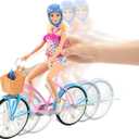 Barbie Doll and Bike Playset with Doll (11.5 in, Blonde), Bicycle with Rolling Wheels & Water Bottle Accessory, Gift for 3 to 7 Year Olds